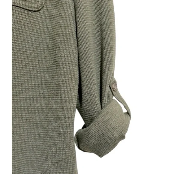Duluth Trading Company Green Burly Thermal Waffle Knit Shirt Dress - Size Large - Picture 4 of 9
